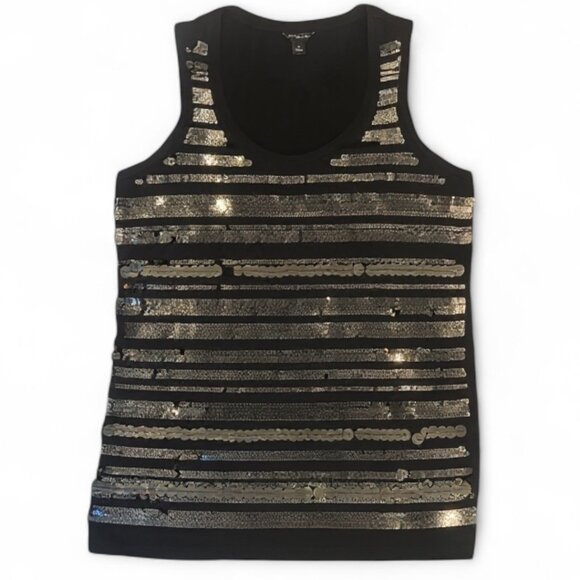 Ann Taylor Tops - Ann Taylor Black Sequin Tank Top Size S